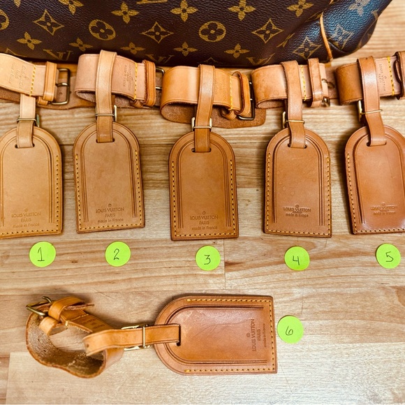 **6 ** Authentic Louis Vuitton Vachetta Leather Large Luggage Tag with Poignet - Picture 1 of 5
